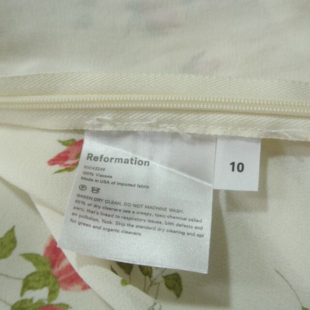 NEW Reformation Sheer back Santino Floral Print Top in Ivory - Size 10 #1393 - Picture 7 of 7
